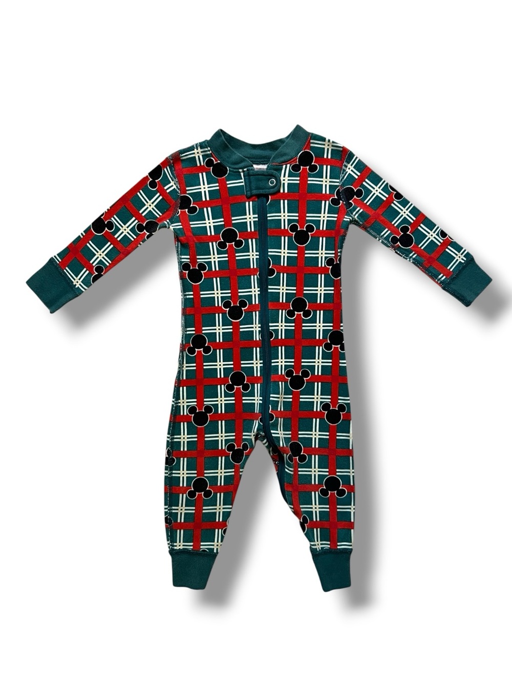 Hanna Andersson Disney Mickey Mouse Baby 12-18M Plaid Organic Cotton Pajamas